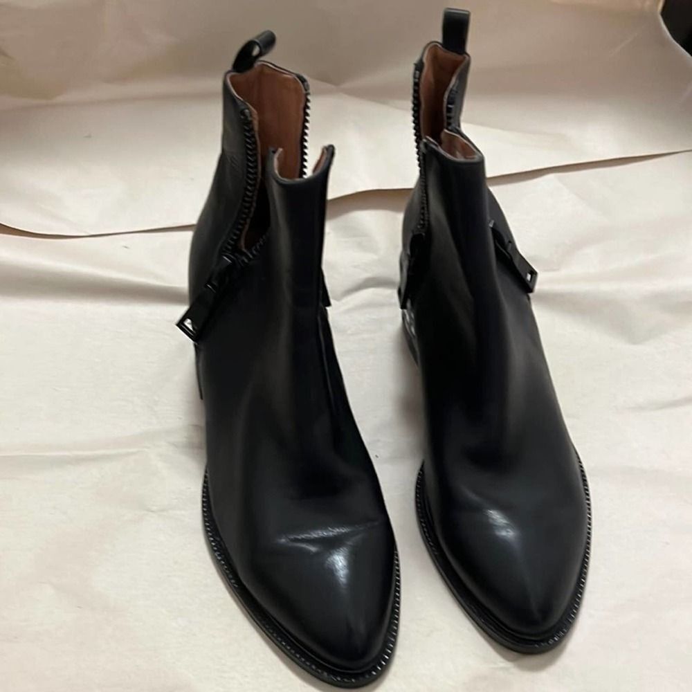 JEFFREY CAMPBELL BOONE BLACK LEATHER BOOTIE‎ SIZE 6
